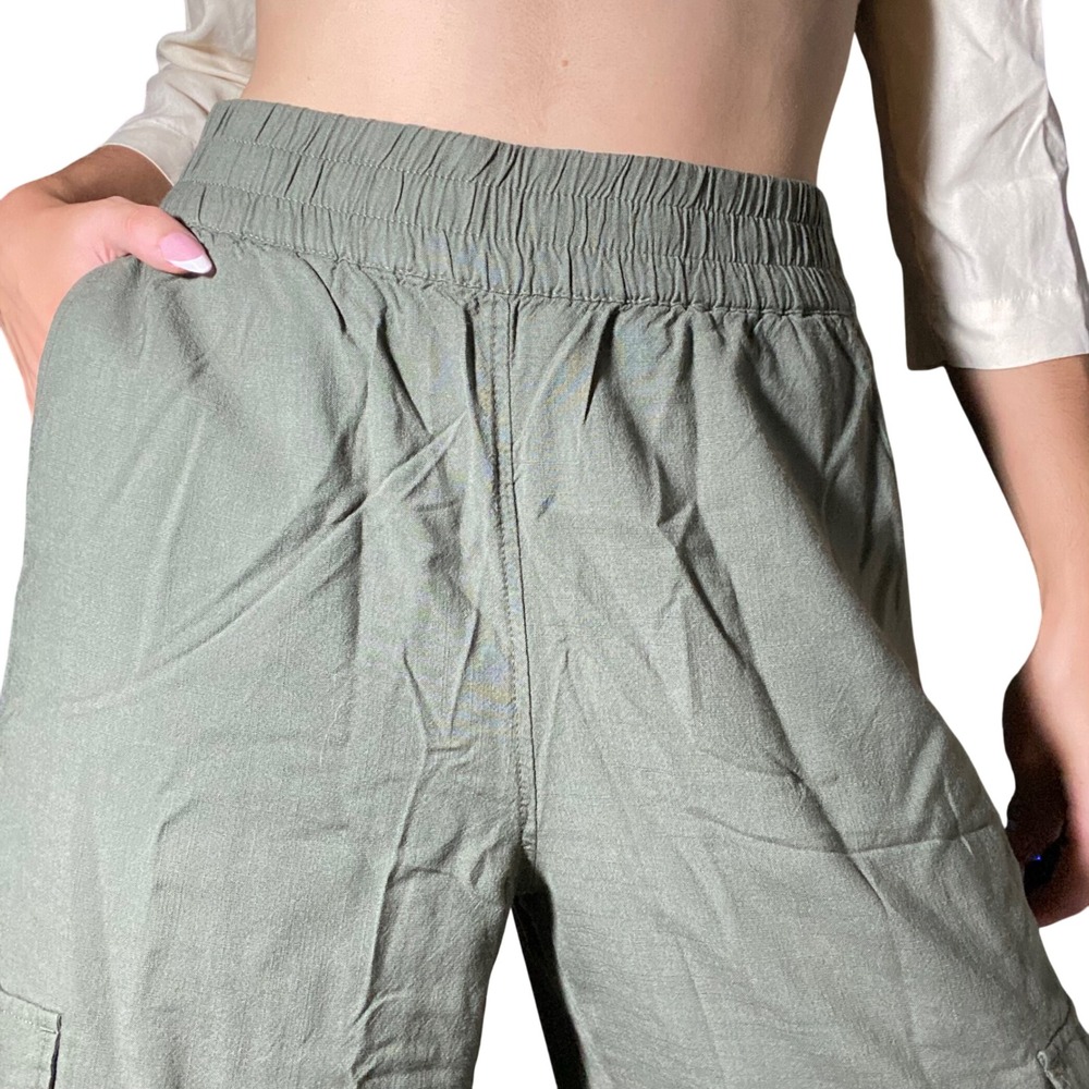 NWT Marine Layer 'Allison Cargo' Wide Leg Pant in Dusty Olive Stretchy Band - S - Picture 3 of 14